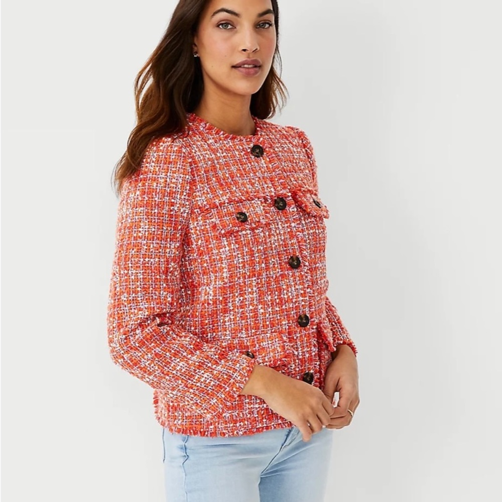 Ann Taylor NWT fringe tweed jacket
